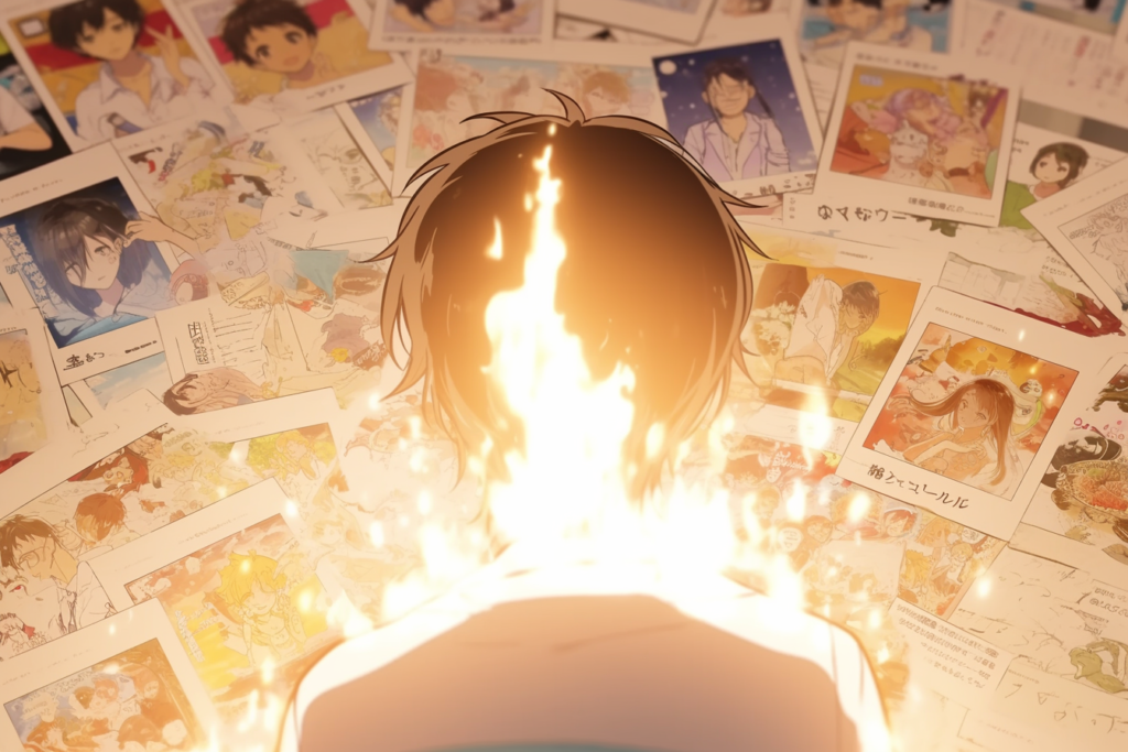 大量のプロフィールが流し見され、ほとんどが暗闇に消えていくイメージ